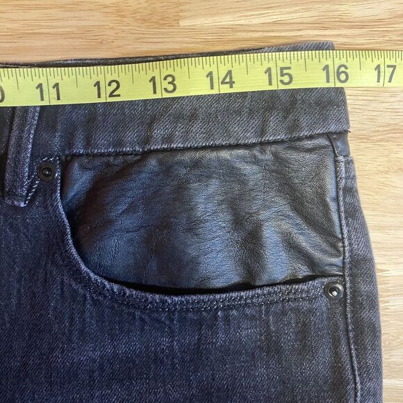 Good American Jeans Woman's 10/30 Black Faux Leather Trim - Picture 2 of 10